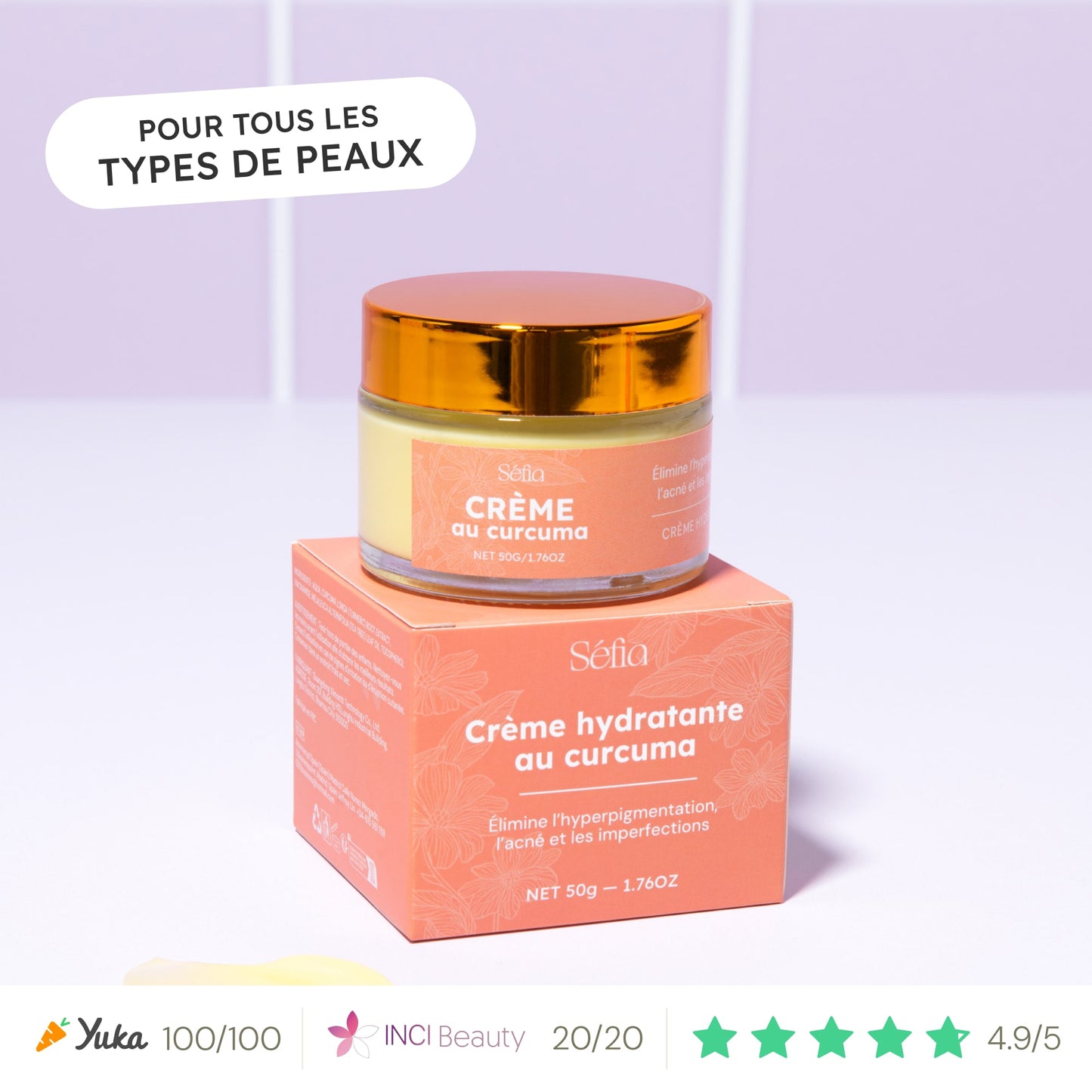 Crème anti-taches naturelle au curcuma pour le visage et le corps – Sefia