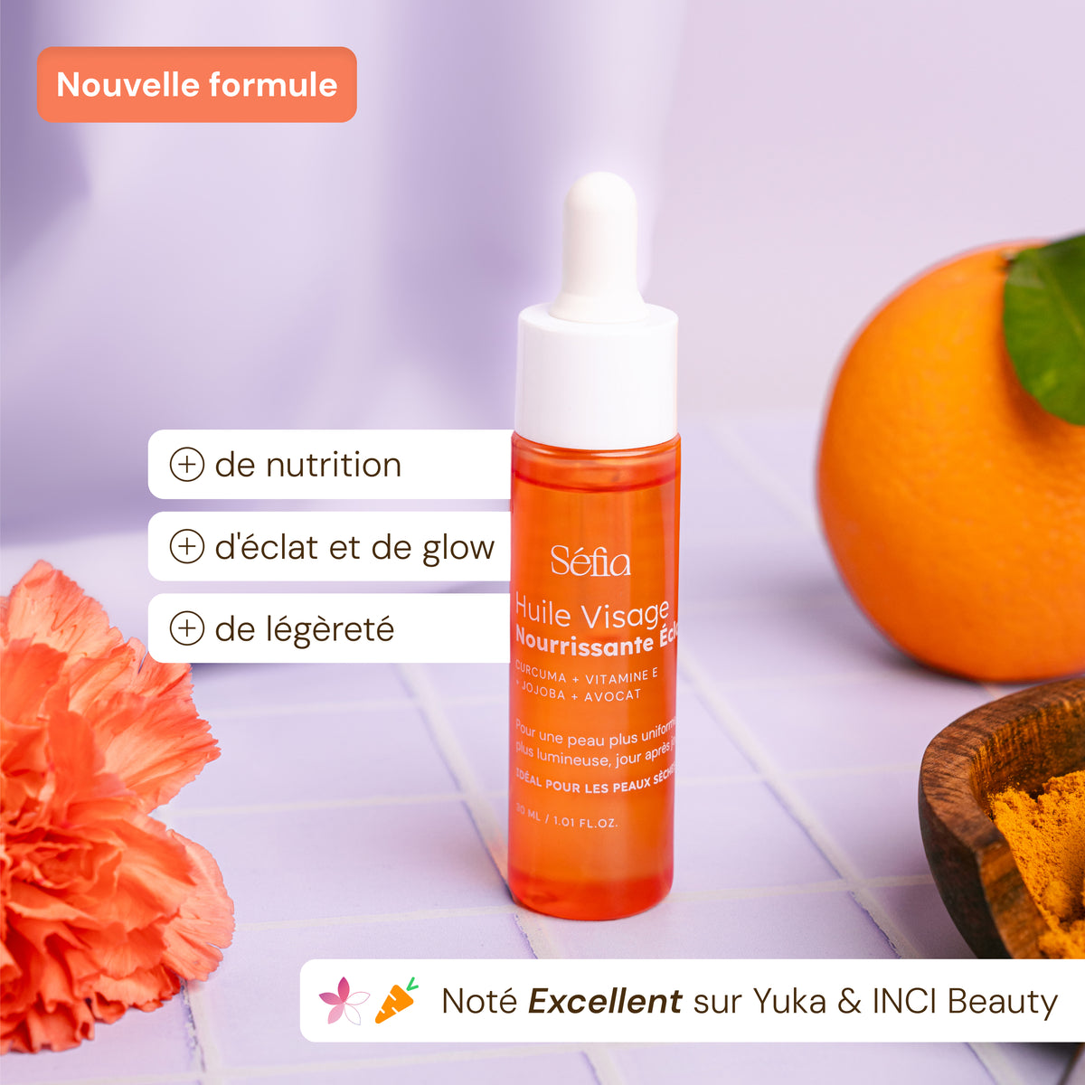 Huile visage au Curcuma