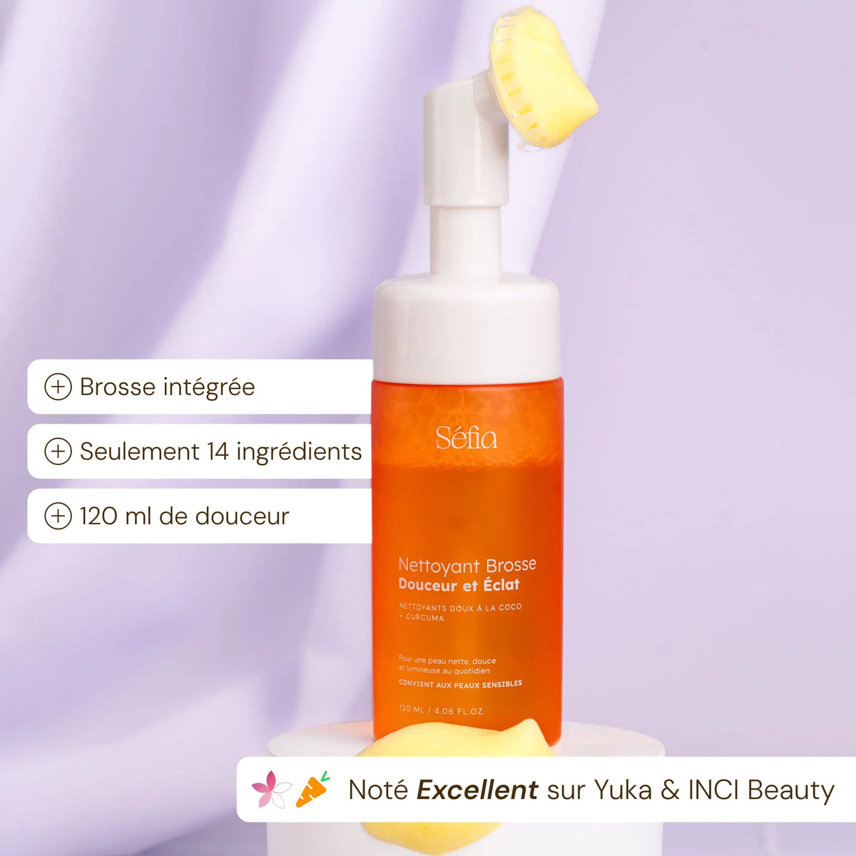 Nettoyant Visage au Curcuma avec brosse intégrée