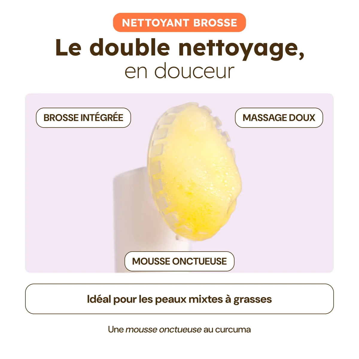 Nettoyant Visage au Curcuma avec brosse intégrée