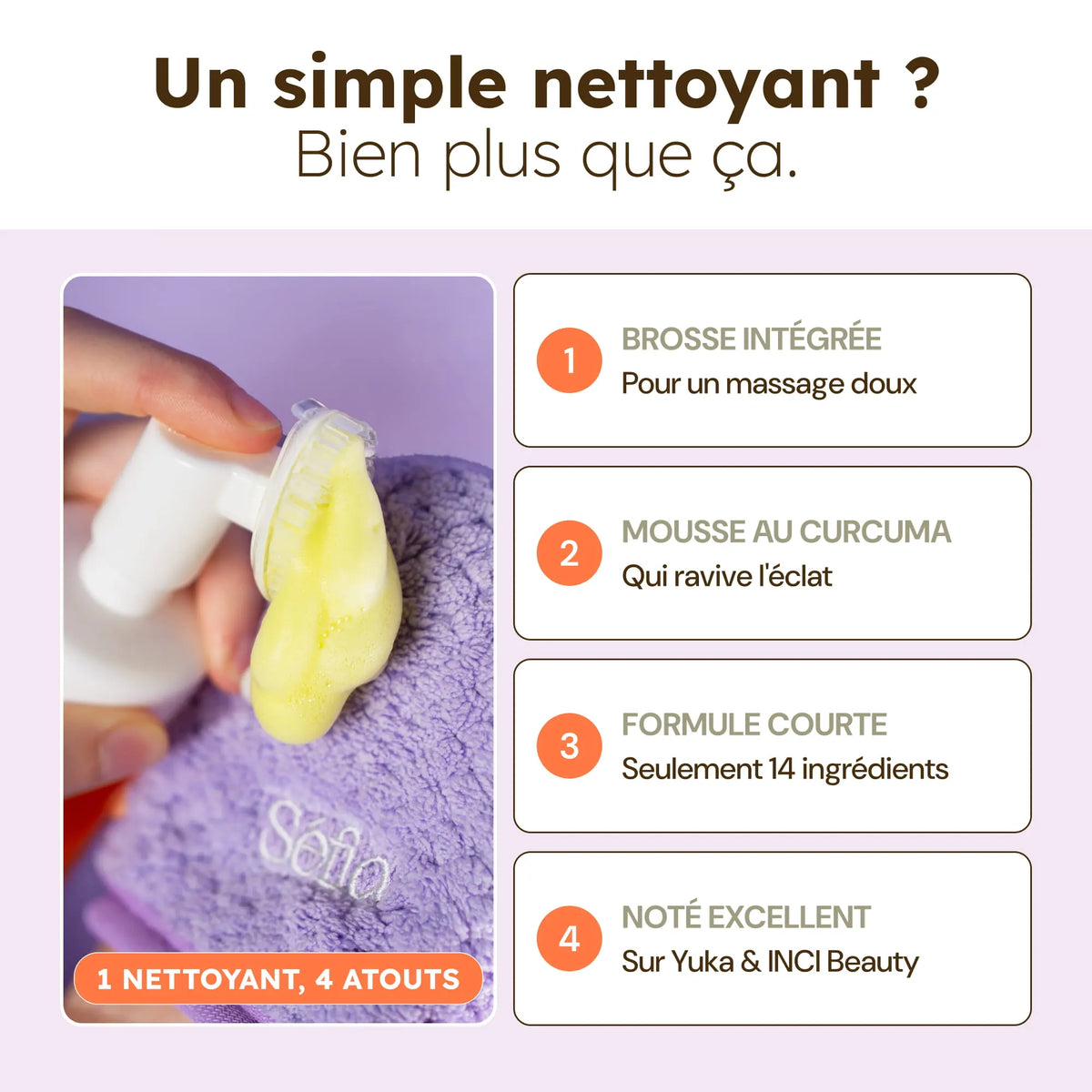 Nettoyant Visage au Curcuma avec brosse intégrée