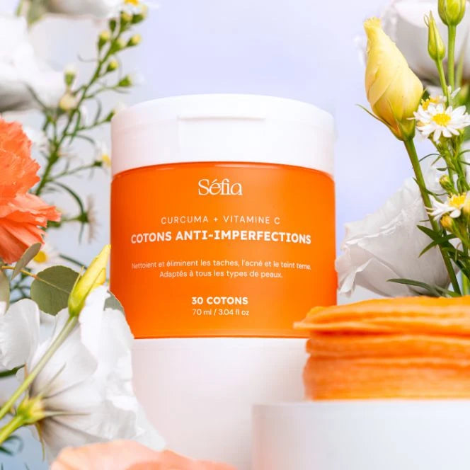 Gommage au curcuma visage et cotons exfoliants Séfia